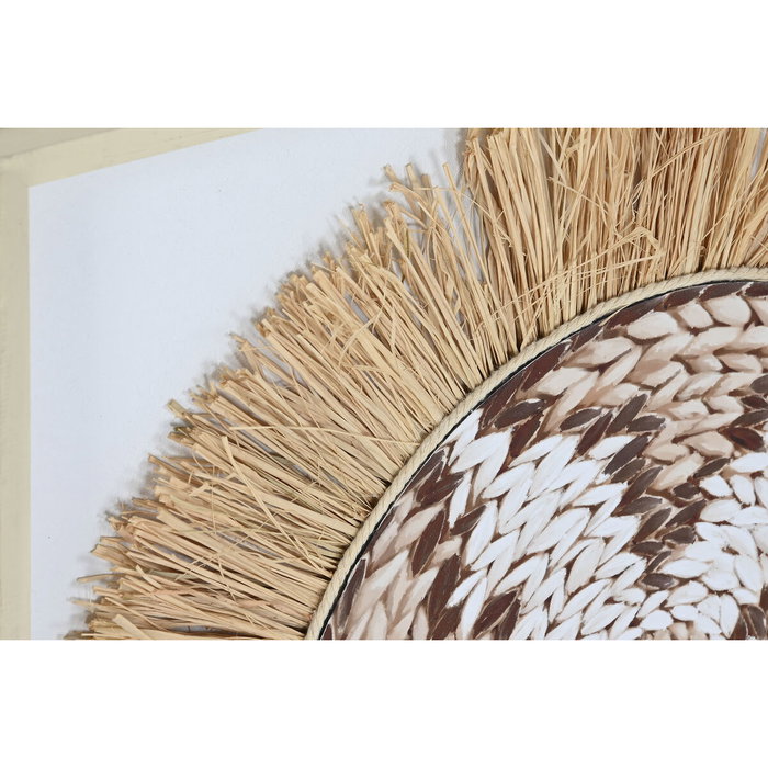 Toile Home ESPRIT Blanc Naturel Boho 60 x 3 x 60 cm (2 Unités)