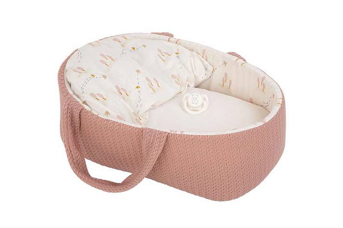 Muñecas Arias Poupée Elegance Babyto Rose avec landau et tétine - Corps vinyle, fille, 33 cm