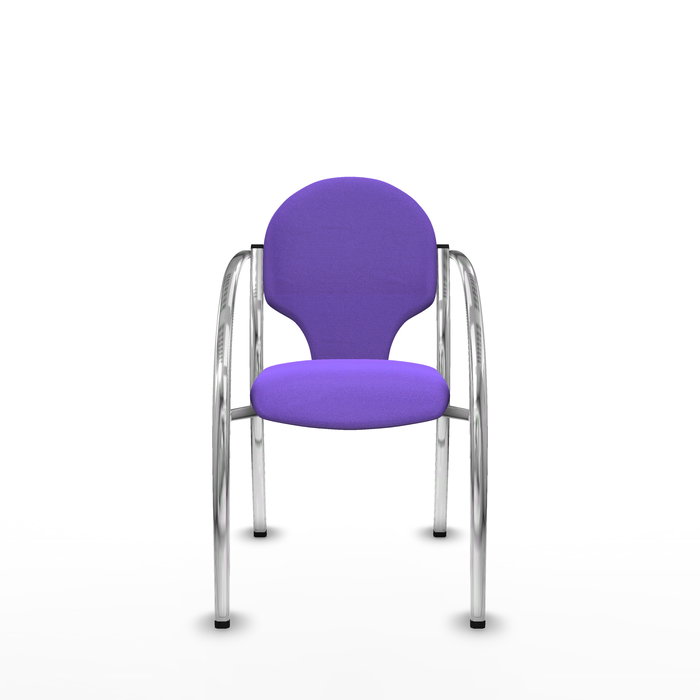 Silla Hellín tapizada con Tela color Lila. Brazos fijos
