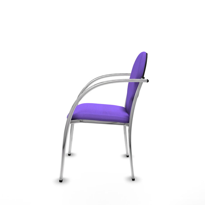 Silla Hellín tapizada con Tela color Lila. Brazos fijos