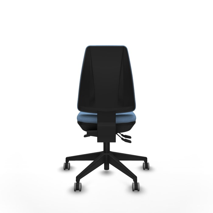 Chaise Elche Asynchrone Tissu Bleu ciel Base pyramidale noire Sans accoudoirs Sans appui-tête Roulettes 65mm pour moquette Chaise Elche Asynchrone Tissu Bleu ciel Base pyramidale noire Sans accoudoirs Sans appui-tête Roulettes 65mm pour moquette