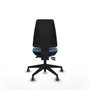 Chaise Elche Asynchrone Tissu Bleu ciel Base pyramidale noire Sans accoudoirs Sans appui-tête Roulettes 65mm pour moquette