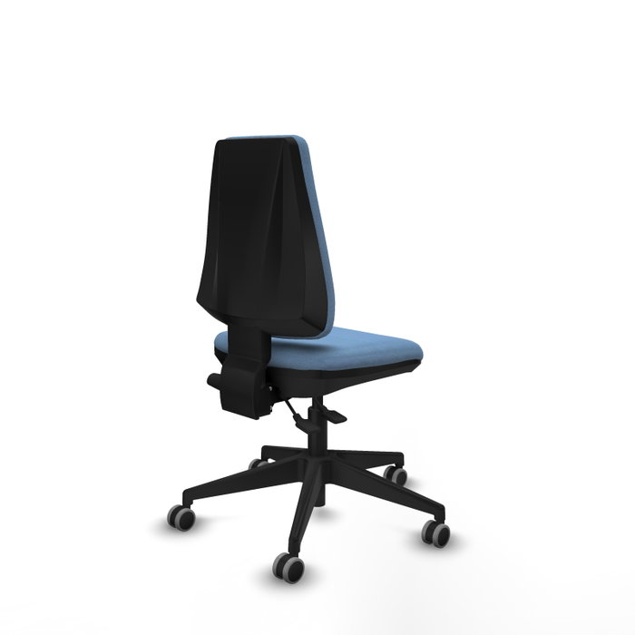 Chaise Elche Asynchrone Tissu Bleu ciel Base pyramidale noire Sans accoudoirs Sans appui-tête Roulettes 65mm pour moquette Chaise Elche Asynchrone Tissu Bleu ciel Base pyramidale noire Sans accoudoirs Sans appui-tête Roulettes 65mm pour moquette