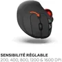 Mobility Lab Souris sans fil Trackball ergonomique pour droitier Noir - Design doux au toucher, navigation latérale, mode économie d'énergie avec récepteurs USB et USB-C