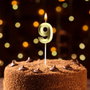 Party Time Bougie Anniversaire Chiffre 9 Or