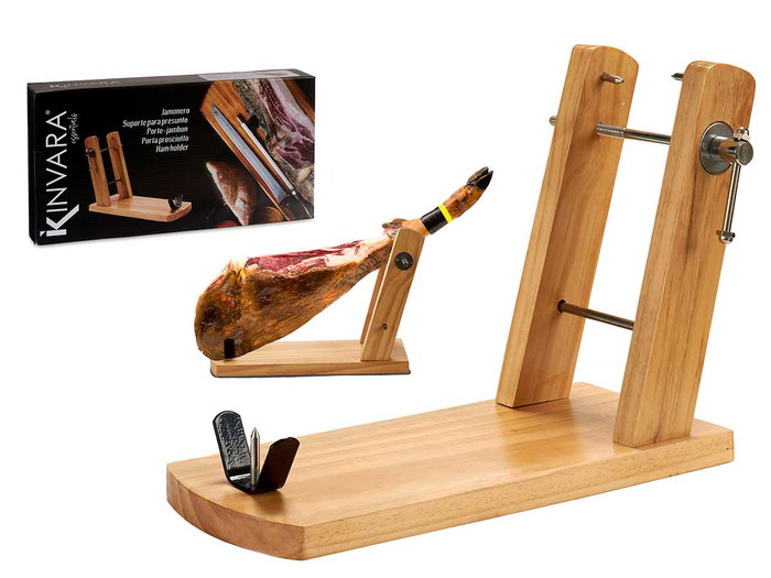 Kinvara Présentoir à jambon double bras naturel en bois de pin Kinvara Présentoir à jambon double bras naturel en bois de pin