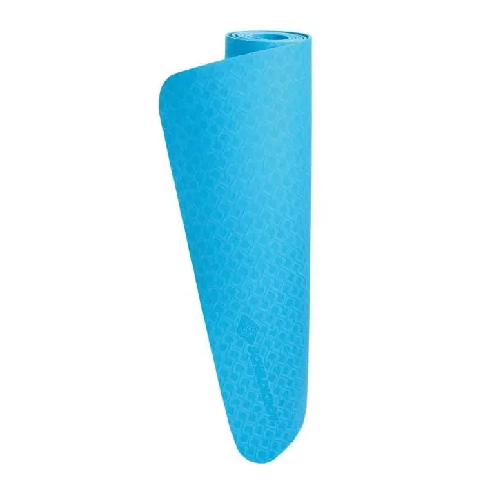 Schildkröt Tapis de yoga FITNESS, 183 x 61 cm, 4 mm, double couche antidérapant, sans PVC, avec sac de transport - Bleu clair