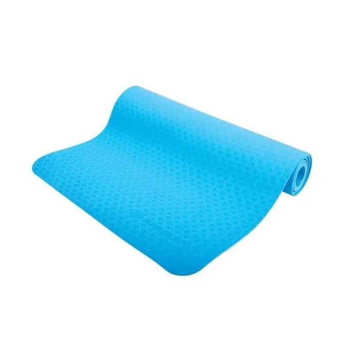 Schildkröt Tapis de yoga FITNESS, 183 x 61 cm, 4 mm, double couche antidérapant, sans PVC, avec sac de transport - Bleu clair