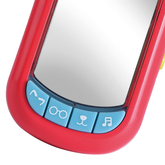 Tachan - Téléphone jouet pour bébé avec miroir et filtres selfie (narise chien, oreilles chat, lunettes), 7 mélodies, fonctionnement avec piles, à partir de 6 mois
