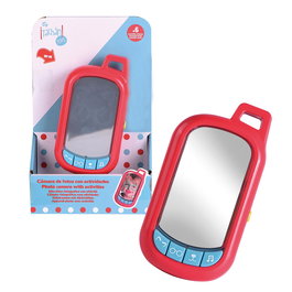 Tachan - Téléphone jouet pour bébé avec miroir et filtres selfie (narise chien, oreilles chat, lunettes), 7 mélodies, fonctionnement avec piles, à partir de 6 mois