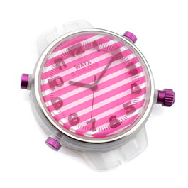 Watxandco RWA1409 avec boîtier transparent et cadran rose