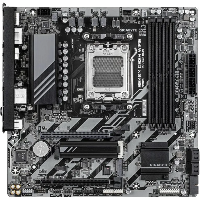 Gigabyte Carte Mère Micro-ATX B840M DS3H WF6, Chipset AMD B840, DDR5, PCIe 5.0, WiFi 6 - Compatible Processeurs AMD