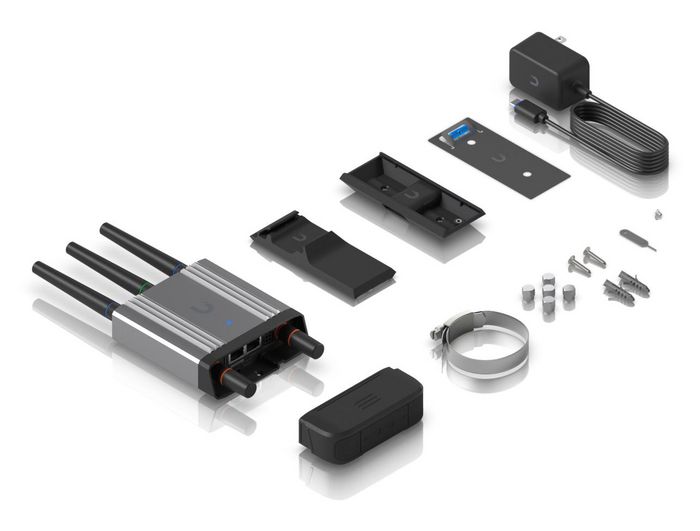 Ubiquiti Mobile Router Industrial Routeur Mobile LTE Cat 4 WiFi avec 2 Ports GbE RJ45, PoE, GPS, pour Applications IoT Intérieur/Extérieur Ubiquiti Mobile Router Industrial Routeur Mobile LTE Cat 4 WiFi avec 2 Ports GbE RJ45, PoE, GPS, pour Applications IoT Intérieur/Extérieur