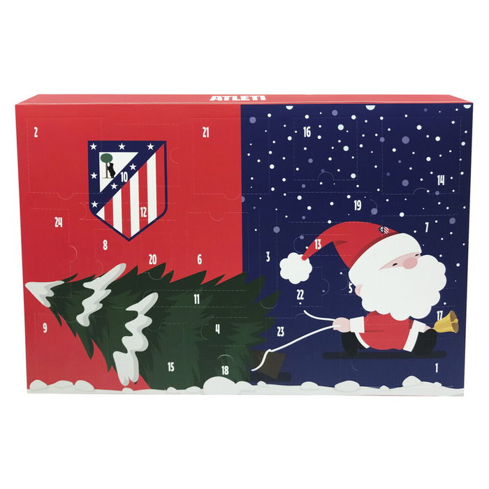 CYP BRANDS Calendrier de l'Avent Atlético de Madrid 45x30 cm avec Autocollants, Puzzle, Peintures et Autres Surprises