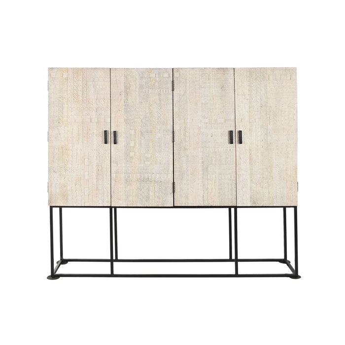 Armoire Home ESPRIT Blanc Noir Métal Bois de manguier 180 x 40 x 160 cm