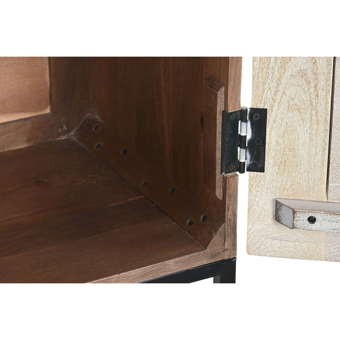 Armoire Home ESPRIT Blanc Noir Métal Bois de manguier 180 x 40 x 160 cm