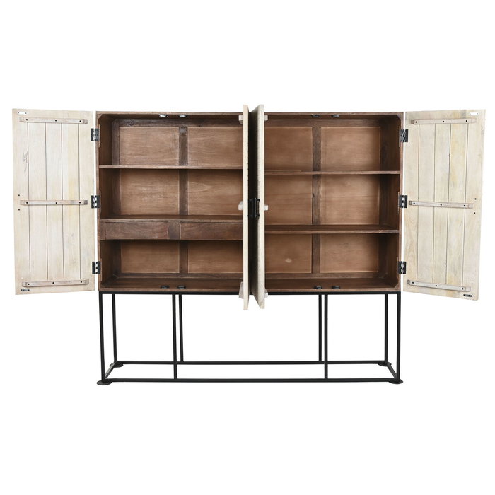 Armoire Home ESPRIT Blanc Noir Métal Bois de manguier 180 x 40 x 160 cm