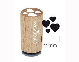Woodies Mini Sceau en Bois et Caoutchouc Cœurs 15x25mm