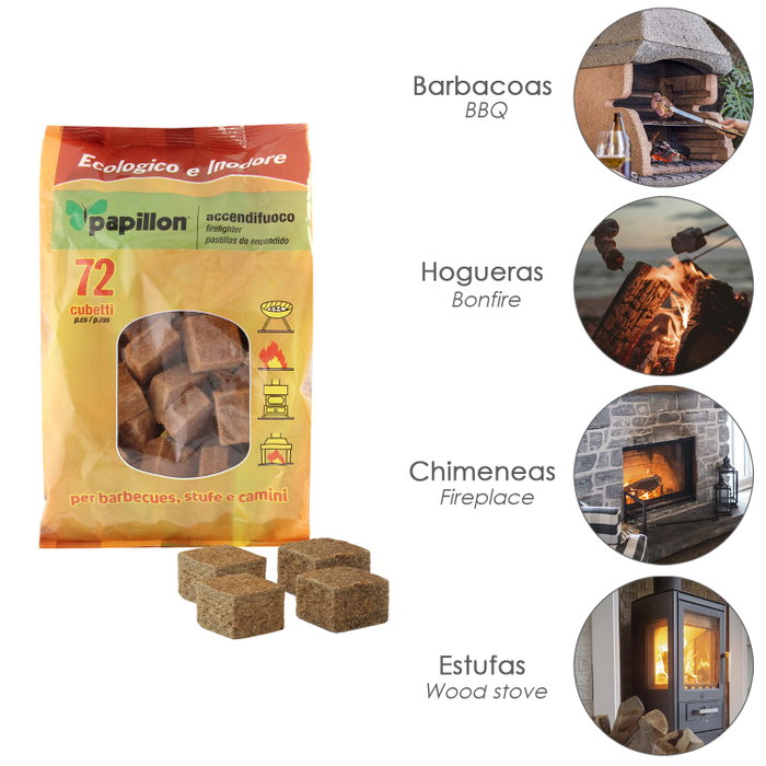 PAPILLON Pastilles d'allumage écologiques 72 pièces
