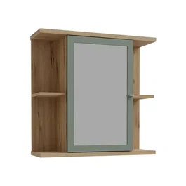 Forte Armoire de toilette CHAMP Chêne artisan et Vert sauge