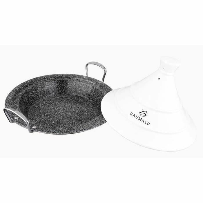 Baumalu Tajine 30 cm en acier inoxydable avec couvercle céramique blanc Baumalu Tajine 30 cm en acier inoxydable avec couvercle céramique blanc