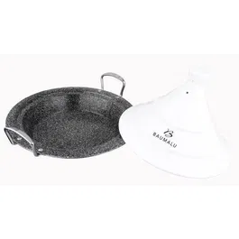 Baumalu - Tajine 30 cm - Acier inoxydable, couvercle céramique blanc, anti-adhérent, tous feux dont induction, va au four 250°C