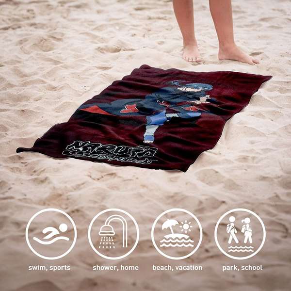 Cerdá - Serviette en Microfibre Naruto - 70 x 140 cm - Tissu Ultra-Absorbant - Pour Enfants (2-8 ans) - Couleur Rouge Foncé