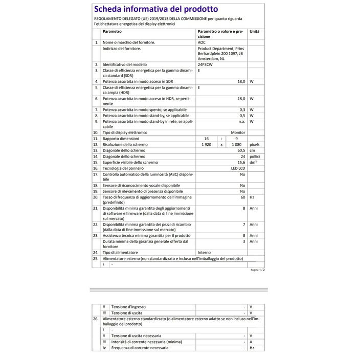 Écran AOC 24P3CW Full HD 23,8"
