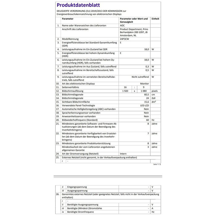 Écran AOC 24P3CW Full HD 23,8"