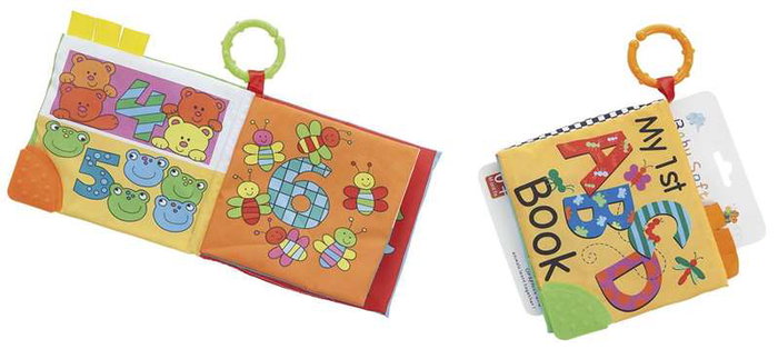 Creaciones Llopis - Livre de bébé 14x14 cm, 2 assortiments chiffres et lettres en tissu polyester Creaciones Llopis - Livre de bébé 14x14 cm, 2 assortiments chiffres et lettres en tissu polyester