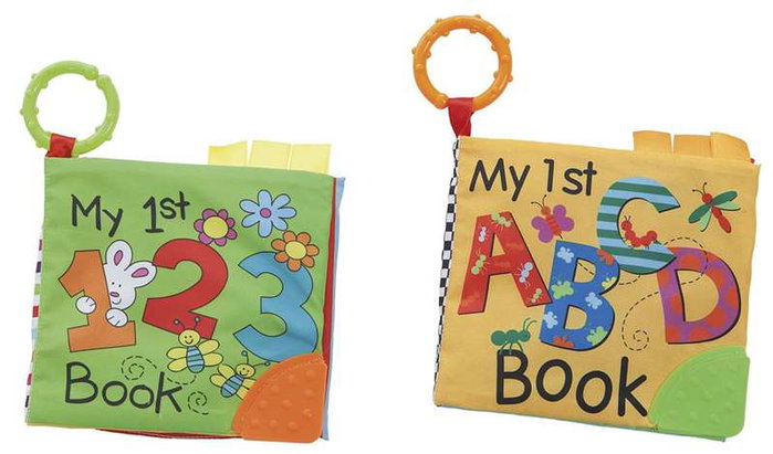 Creaciones Llopis - Livre de bébé 14x14 cm, 2 assortiments chiffres et lettres en tissu polyester Creaciones Llopis - Livre de bébé 14x14 cm, 2 assortiments chiffres et lettres en tissu polyester