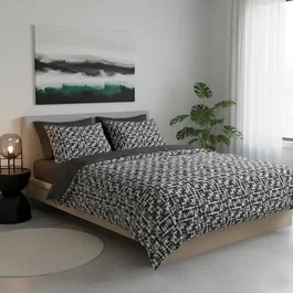 Parure de lit King Size Anthracite - 1 housse de couette 240 x 220 cm + 2 taies d'oreiller 60 x 60 cm