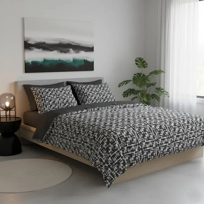 Parure de lit King Size Anthracite - 1 housse de couette 240 x 220 cm + 2 taies d'oreiller 60 x 60 cm Parure de lit King Size Anthracite - 1 housse de couette 240 x 220 cm + 2 taies d'oreiller 60 x 60 cm