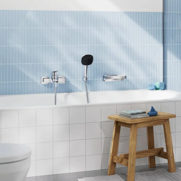 Mitigeur de bain / douche mural GROHE DICE Chrome - Modèle M avec technologie SilkMove, limiteur de débit et de température, débit 5 l/min à 3 bars