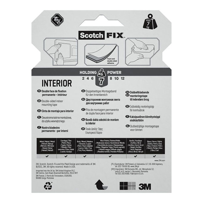 Ruban adhésif double face Scotch 19 mm x 5 m Blanc