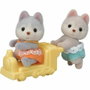 Sylvanian Families Les jumeaux Husky avec locomotive