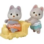 Sylvanian Families Mini-univers Les jumeaux husky - Figurines articulées avec wagon - Orange - Mixte - 3 ans et plus