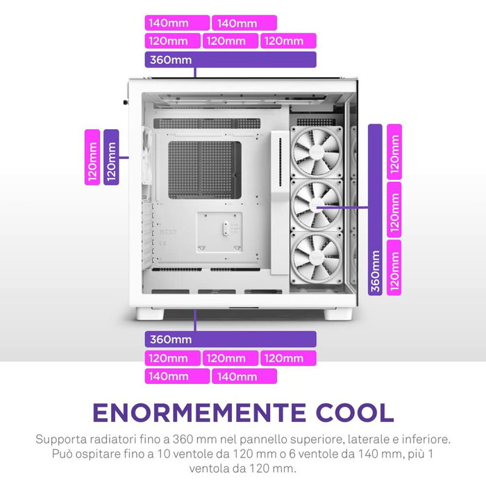 NZXT H9 Elite - Boîtier Moyen Tour Blanc en Verre Trempé