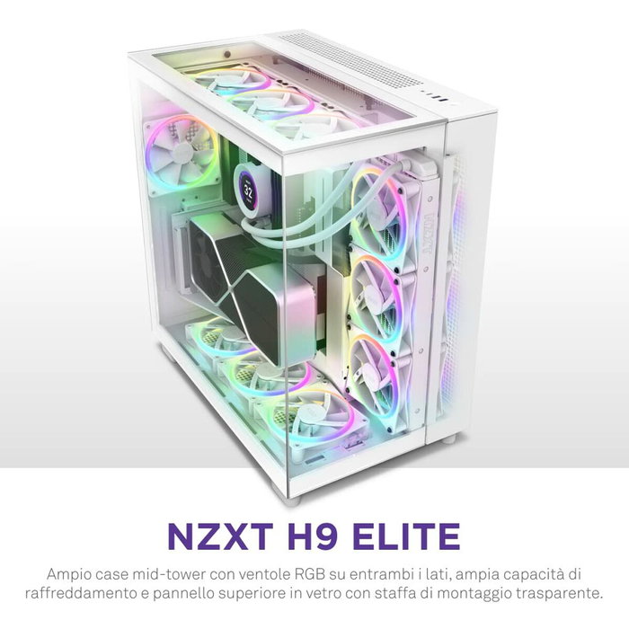 NZXT H9 Elite - Boîtier Moyen Tour Blanc en Verre Trempé