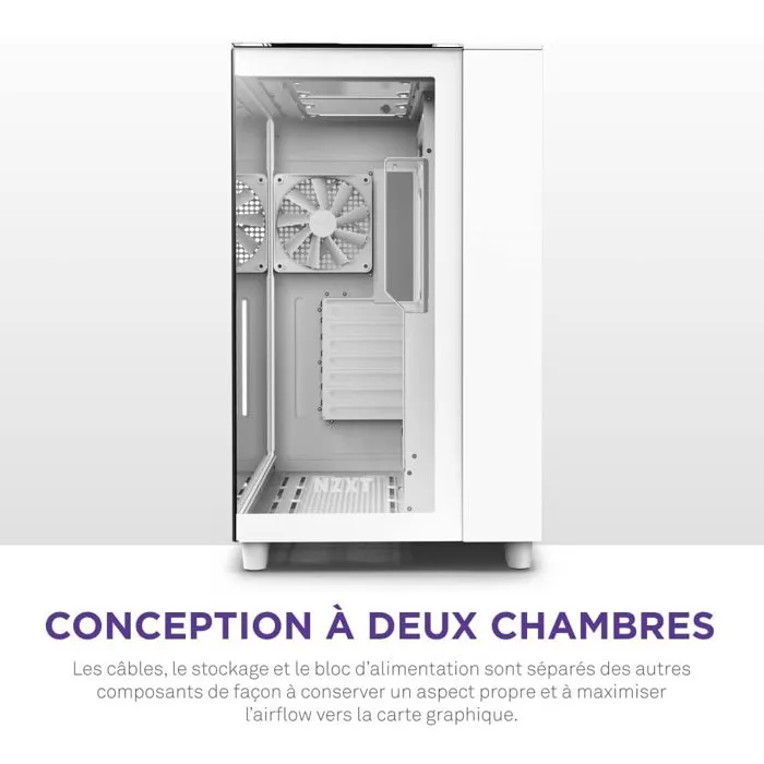 NZXT Boîtier PC Gamer Moyen-Tour H9 Elite CM-H91EW-01 - Blanc - Verre Trempé sur 3 Faces - Préparation pour Éclairage RGB