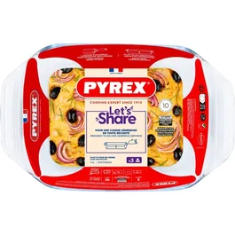 Pyrex Plat à Four Rectangulaire Let's Share 27 x 17 cm Verre Résistant Thermo Shock