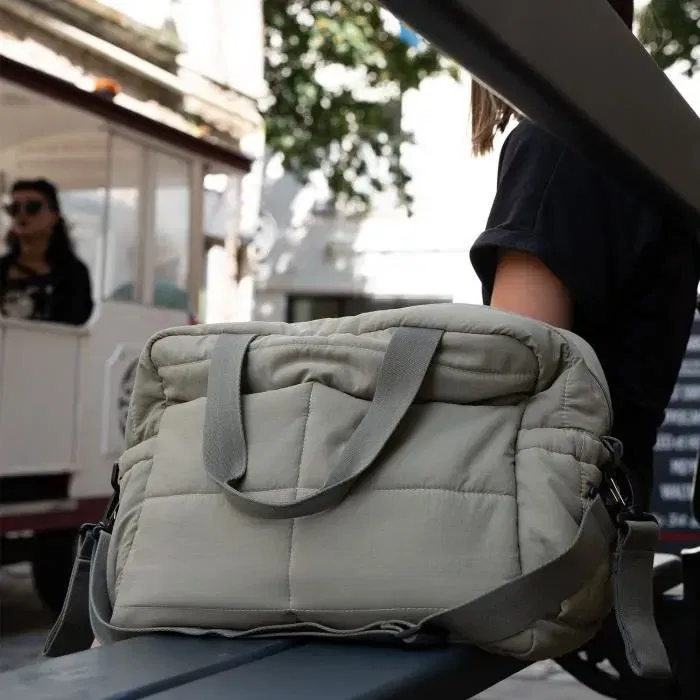 Thermobaby PLUMEA - Sac à langer matelassé, vert cactus, 3 poches isothermes, compartiment principal spacieux, sangle pour poussette, lavable