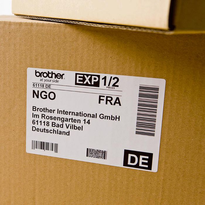 Brother DK-11202 Rouleau de 300 Étiquettes d'expédition Prédécoupées Noir sur Blanc 62 x 100 mm pour Étiqueteuses QL