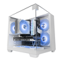 Mars Gaming MCVISIONMW Boîtier MicroATX Gaming Triple Vitre Trempée Blanche