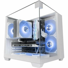 Mars Gaming MCVISIONMW Boîtier MicroATX Gaming Triple Vitre Trempée Blanche