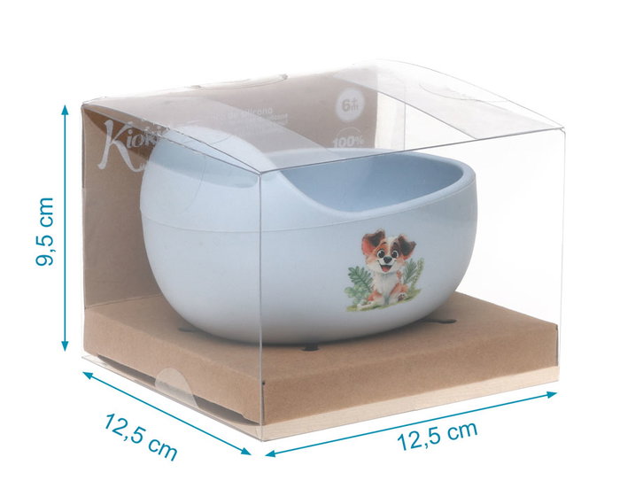 KioKids Bol Antidérapant en Silicone Alimentaire pour Bébé à Partir de 6 Mois, Base Ventouse, Bleu, Collection Lovely Friends