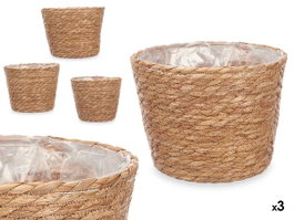 GIFTDECOR Lot de 3 paniers ronds en sparte et plastique