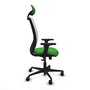 Chaise Zulema Synchro 3 positions tissu Vert Maille Blanc Base en nylon noir Accoudoir 2D Appui-tête Roulettes 65mm nylon