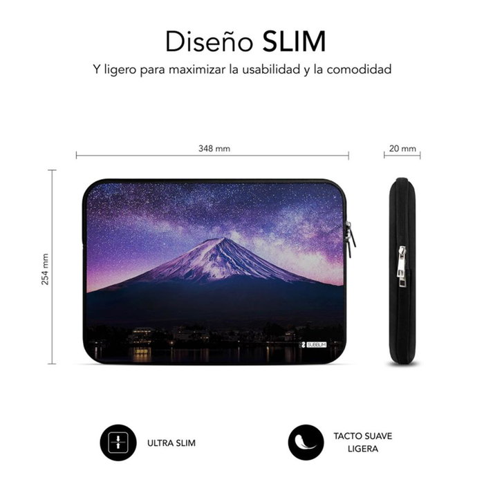 Subblim Trendy Sleeve Neo Housse Portable 13,3-14 Pouces, Néoprène 3mm, Protection Chocs, Design Mountain, Double Fermeture Éclair, Multicolore