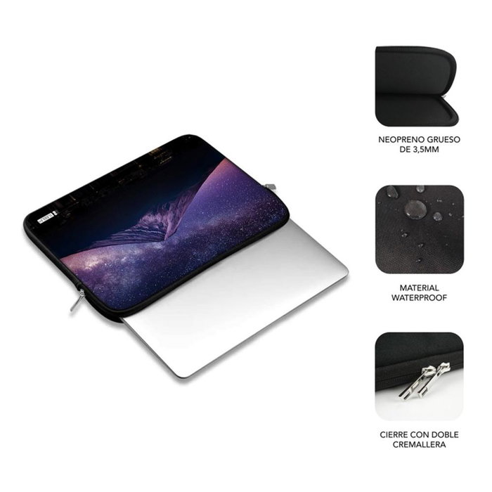 Subblim Trendy Sleeve Neo Housse Portable 13,3-14 Pouces, Néoprène 3mm, Protection Chocs, Design Mountain, Double Fermeture Éclair, Multicolore